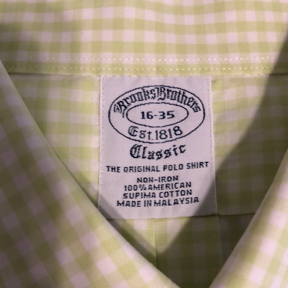 Brooks Brothers Dress Shirt 16-35 Celadon Non-iron - Picture 3 of 5